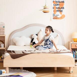 实木童床朵床带护栏米5公主儿床男孩女1孩云卧室儿童房985软包床