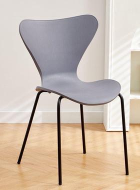 网红轻奢简约塑料小餐椅店商用加厚吃靠背椅学VRU习办户公外休闲