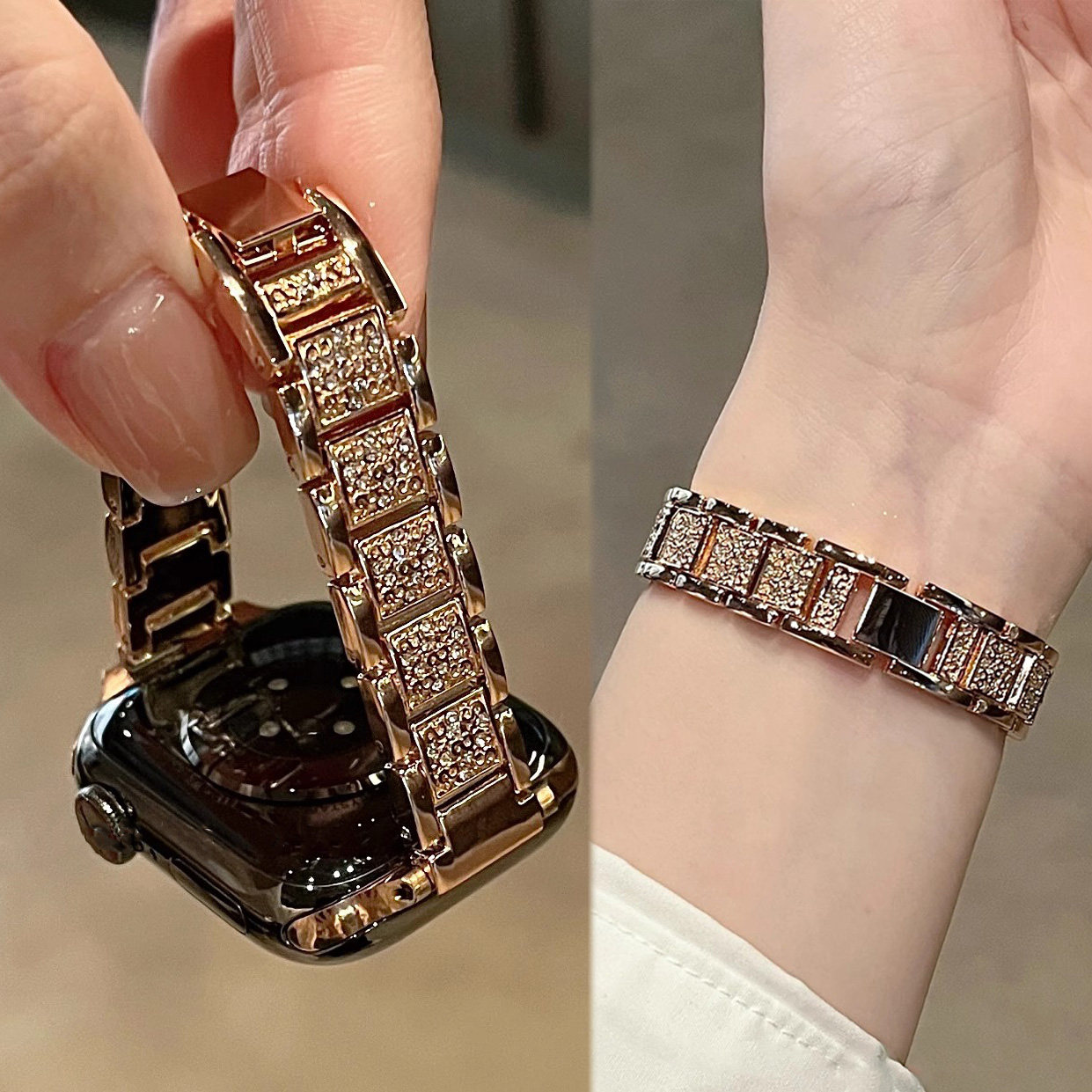 适用华为Fit3手表fit2满天星高级感iwatchS11表带细款满钻三株金