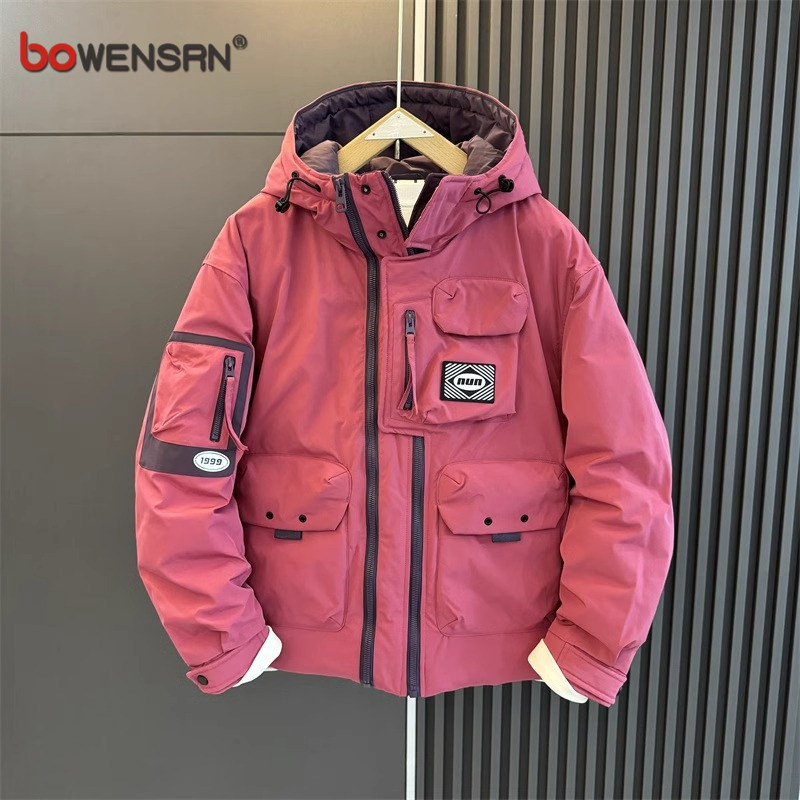 高端冲锋衣羽绒服男士冬季2024新款爆款痞帅连帽加厚夹克外套男款