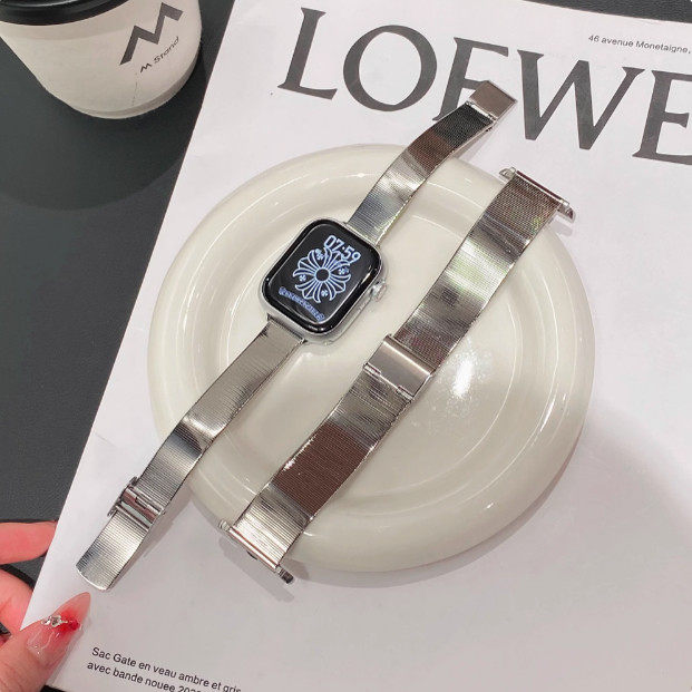 猫眼竹节不锈钢iwatch1110表带适用小米89pro拉丝华为fit5p华为11
