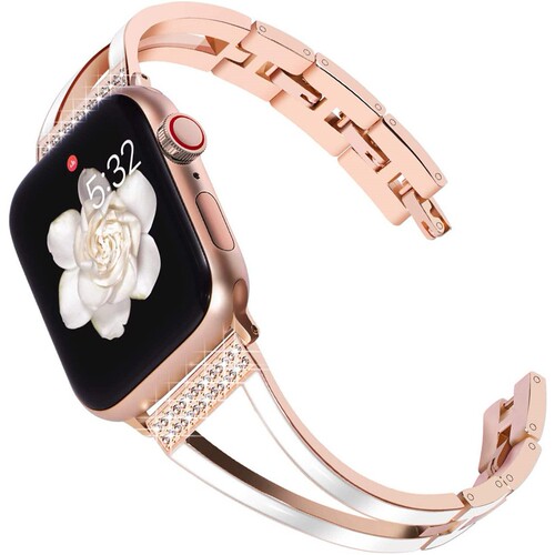镂空细手表带适用AppleWatch苹果手表iWatch4/5代6商务镶钻78910