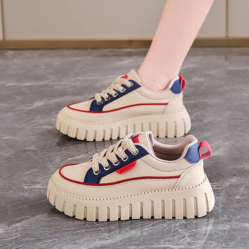 真皮软底舒适板鞋女2025年新款秋季休闲鞋厚底小白鞋运动老爹鞋子