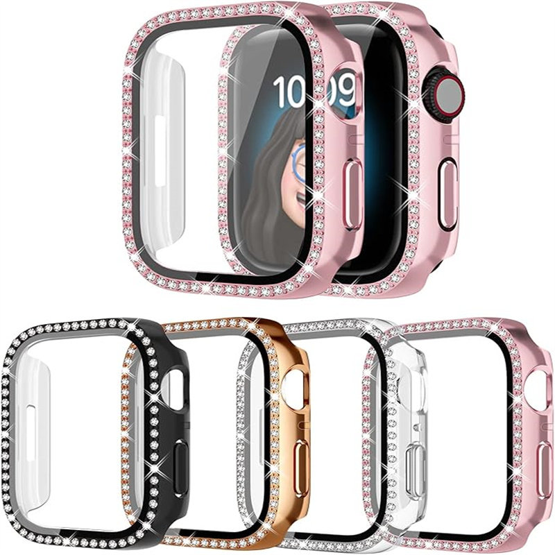 全包钢化膜钻壳适用apple watch保护套iwatch s10苹果手表壳9876