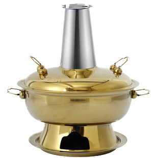 加厚烧碳插电两用老式北京涮羊肉木炭鸳鸯火锅盆仿紫铜不锈钢暖炉