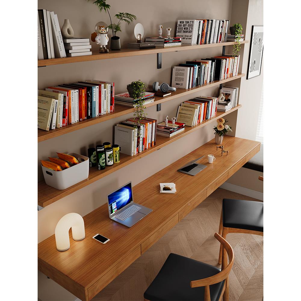 实木长条书用桌书架上DY0509组合学习桌书柜一体学生家脑墙壁挂悬