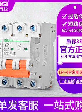 信基伟业空气开关断路器短路保护1P家用照明空调电源开关