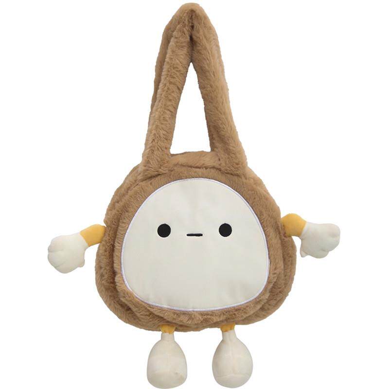 可爱毛绒搞怪蛋仔单肩包女设计感毛茸茸斜挎包学生上课卡通小背包