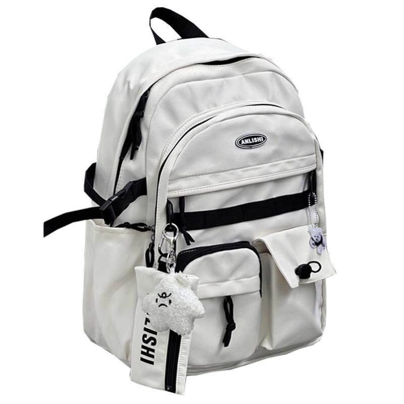 日系复古工装书包 初中学生大容量双肩包男潮ins校园风电脑背包女