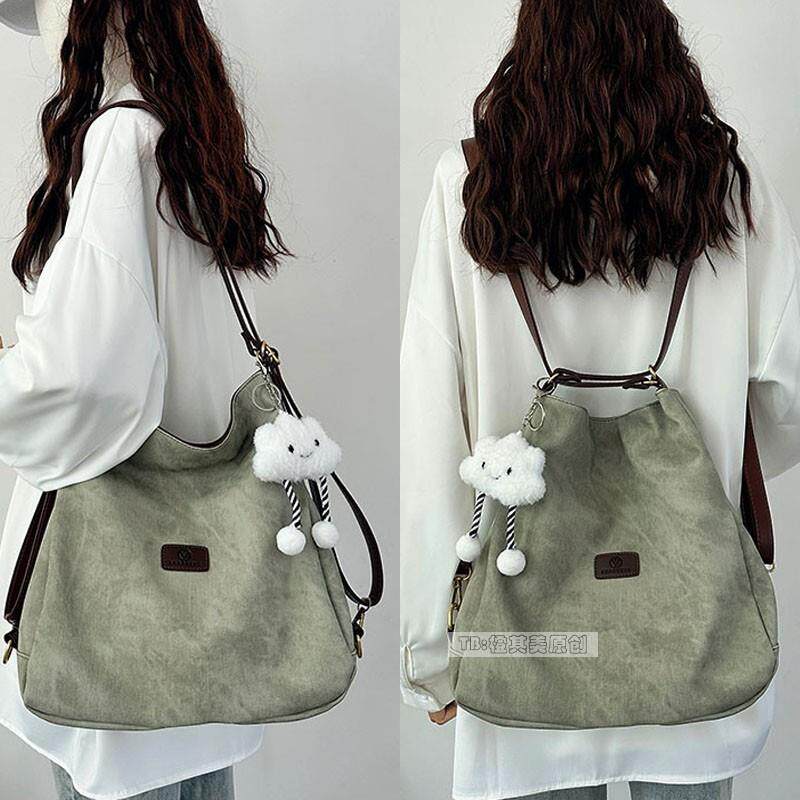 软皮三用包包女冬季轻便小双肩包通勤托特包单肩斜挎小众质感背包