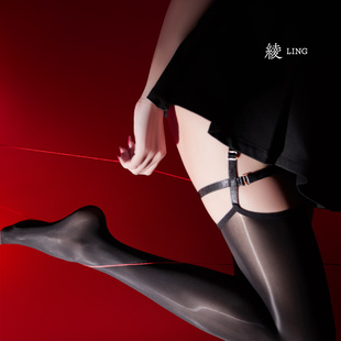 绫-新品「缚」凝脂™10D显瘦黑丝高筒过膝腿环捆绑一体吊带