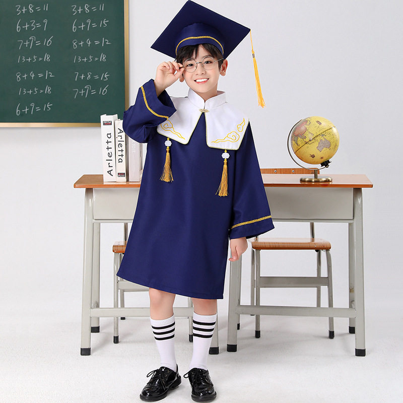 儿童博士服幼儿园毕业照服装毕业礼服毕业袍博士帽小学生学士服男