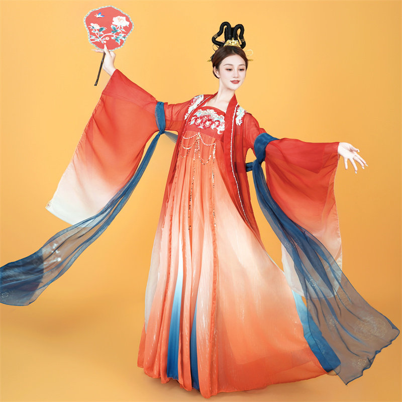 红色大袖衫舞蹈服古装双面燕洵