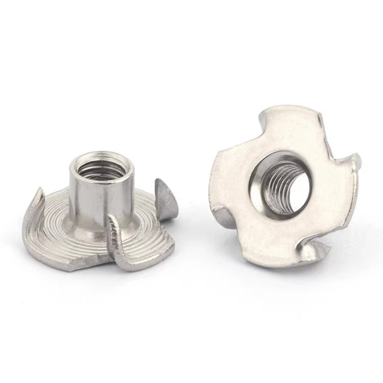 304不锈钢四爪螺母爪形螺丝帽T型爪钉家具木板镶嵌螺帽M4M5M6-M10