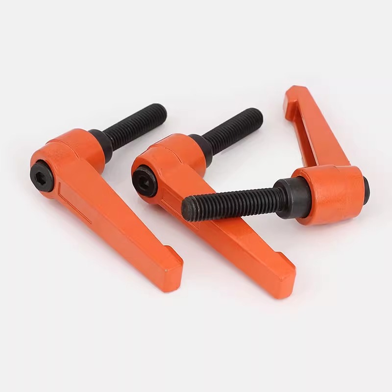 橘黄色手柄螺丝7字型把手黄色可调位紧定手柄螺丝L型锁紧手拧螺钉