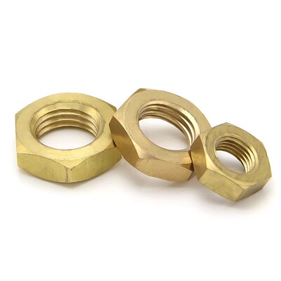 黄铜细牙薄螺母GB808标准铜六角细丝细扣扁螺丝帽M8M10M12M-M22