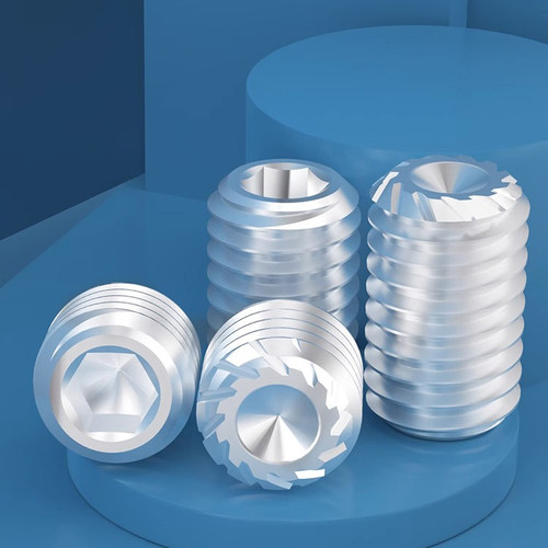 304不锈钢凹端紧定螺丝DIN916K滚花内六角无头螺丝顶丝M3M4M5-M12