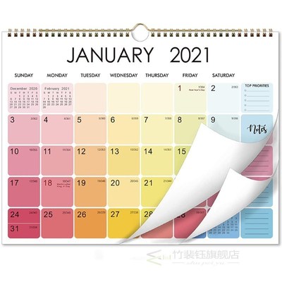 现货2021 Caledar Wa Stker with Hagig Loop -Do List Yr