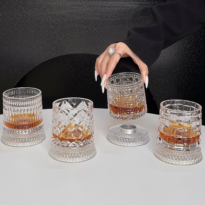 网红高级感水晶玻璃不倒翁旋转带