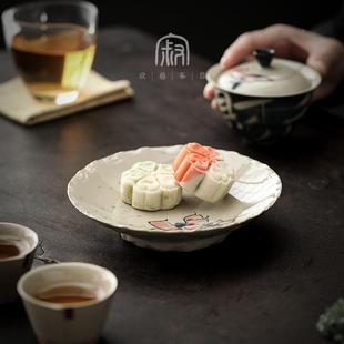 草灰手绘三盖碗陶瓷才创意草木灰三莲花大号泡木茶碗家用敬茶碗具