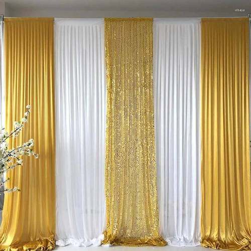 金黄白亮片交垂叉帷幔婚庆背景FBJ050坠布婚奢华礼舞台装饰幕布