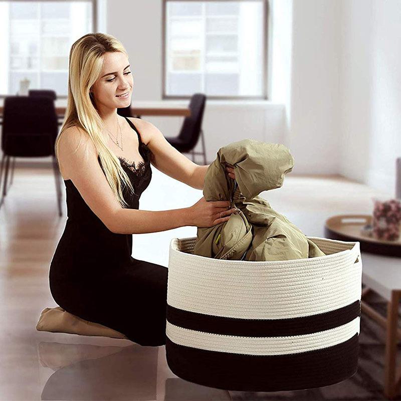 储物篮棉绳织篮毛巾和超大篮篮儿童装饰编IZM婴筐儿子篮洗衣收纳