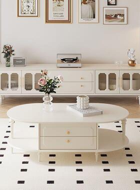 电法式奶油风视柜茶几组合电JDX客厅家2025新款美式小户用型轻奢