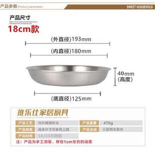 18CM1810不锈钢菜三-层钢餐盘碟可电QXD磁炉加热餐热煎蛋收纳