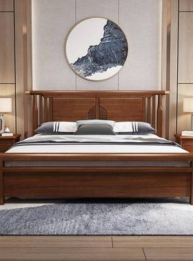 新中式型实木床金床RZA丝檀木主卧室家具.18米双人小户轻奢木板婚