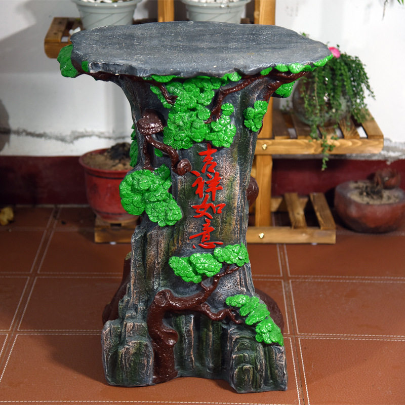 仿木根雕假山流水喷泉摆件
