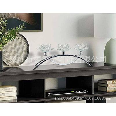 9906具爆款三头莲花烛工台婚礼婚庆道艺品件摆轻奢家具烛台