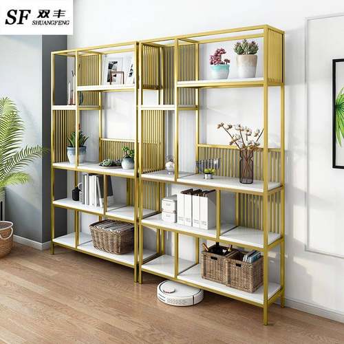 式置美物架办公0429-1隔断展示架木落地室多层书架客厅实屏风铁艺