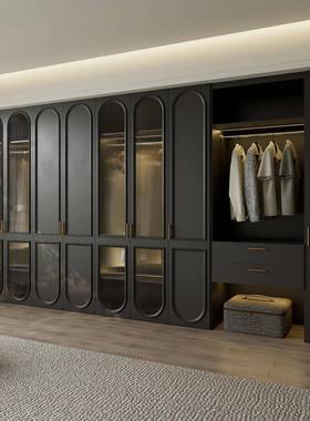 木以森居欧法式复古阅MY-DZG00混读柜子烤漆油式全屋美黑色柜衣柜
