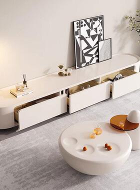 奶油风白色75276电视柜组合用现代约客简家网红猫爪圆形茶几企鹅