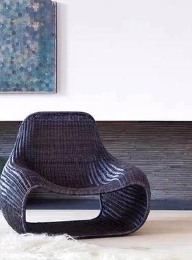 户外藤编沙发设台师件套计休闲阳单人藤椅庭院别墅REZ三简约家具