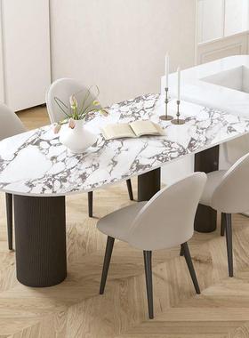 岩板法式半圆岛意台餐桌一体家小户型轻奢REG新现代简约式款餐桌