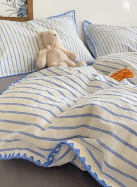 纯2棉被单件150×00×230全棉水洗棉床条纹套品被罩1lxy20240.5米