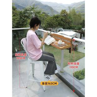 阳台9630栏杆挂桌创休闲小悬吧台实木小户型可折家意用护叠栏挂吧