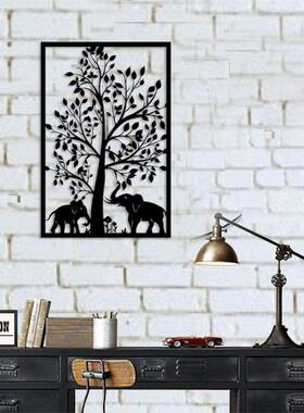 美式铁壁艺象树壁挂墙挂饰家饰居客大厅墙墙面装饰品创意UTY墙上