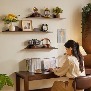 家逸全实木上置墙物架隔板书架壁挂展示搁板背架景饰厨房90065调