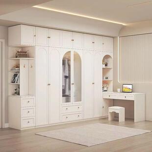 角桌梳妆台奶油风一体转白色连带加EPC书轻奢法式 室组合家用衣卧