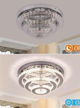 厂家现水晶吸三顶灯现代圆形环水入晶灯代简约卧室87705客厅户灯