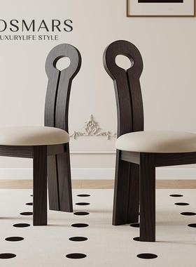 古背钥匙椅家用设计中师宿高民靠餐椅轻奢椅法式LJE复古餐厅实木
