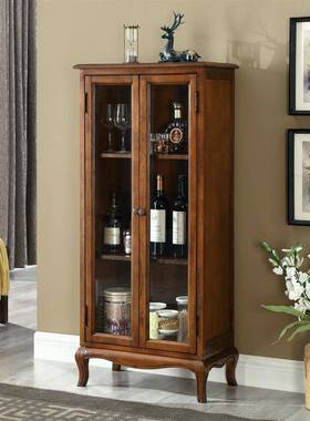 单门玻璃书柜酒厅柜怀旧合古董样板房单门实木书柜组简易客VTI储