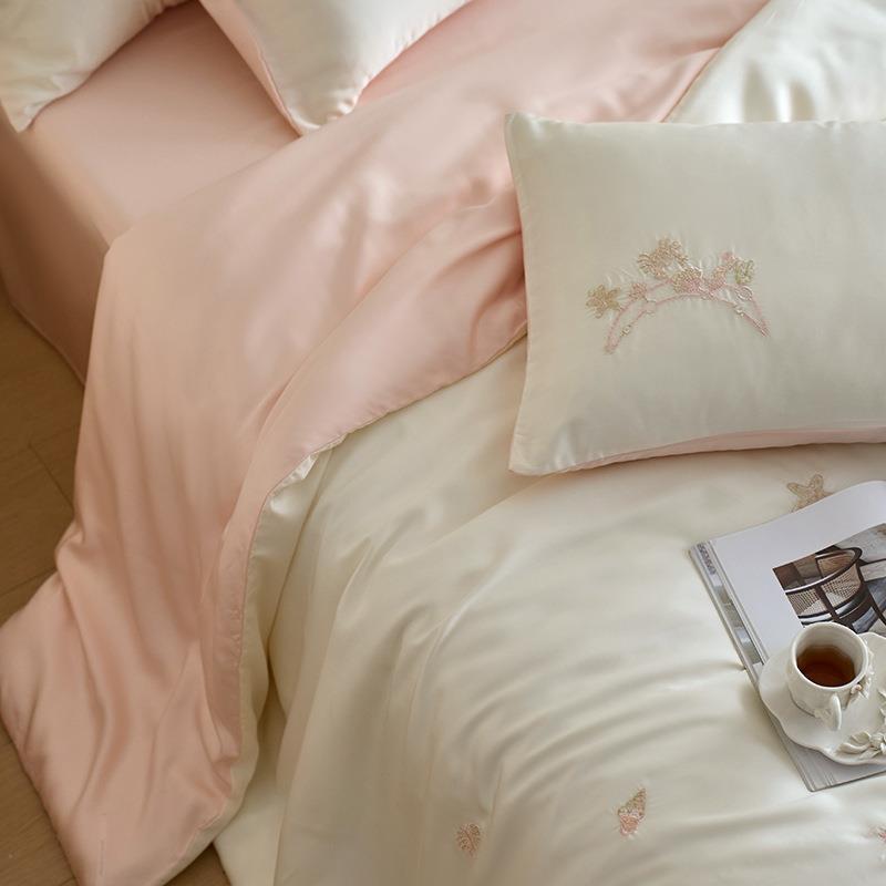 唯美A类100r兰精天丝o轻奢刺无品牌/绣床单四件套P冰凉感被套裸睡