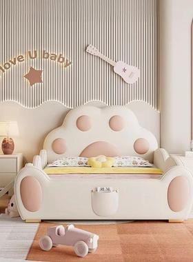 猫爪造型.16505儿童床奶油风女孩公主床床宝护栏床12m女童单人宝