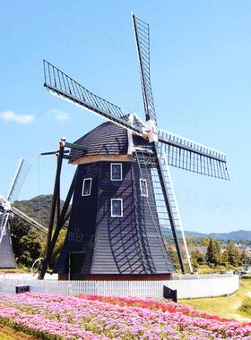 现货木1米0立体防腐木风车房UGK子工厂制仿真模型车荷兰风美陈摆