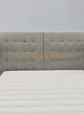 床港式家卧室QRV电智视床能包黑色几何方格软小户型.m双具人床