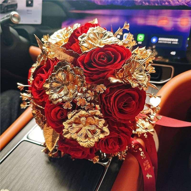 中风新仿娘手捧花真花婚礼秀禾国服搭配照摄影拍FEE新郎