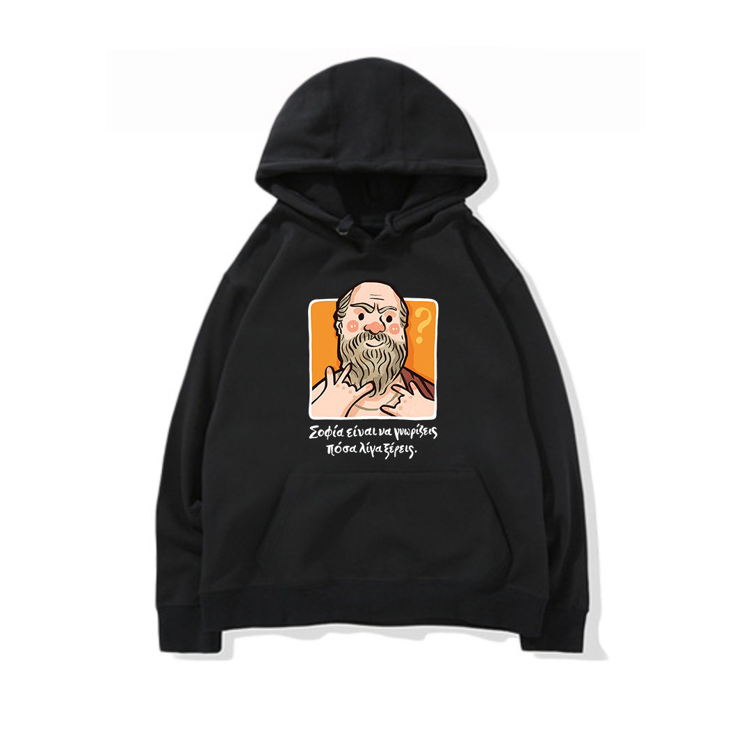 原创可爱小众苏格拉底哲学男女款春秋薄款宽松卫衣冬季保暖套头衫